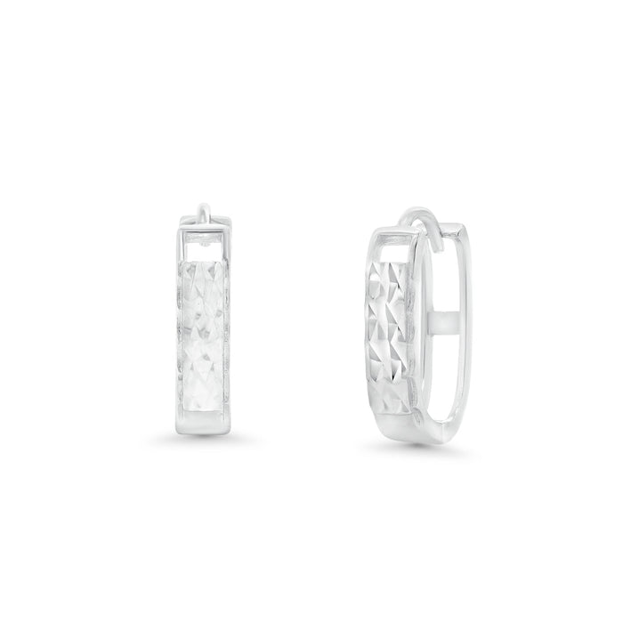 925 Sterling Silver Diamond Cut Hollow Back Hoop Earrings - TGE00012
