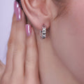 925 Sterling Silver Diamond Cut Hollow Back Hoop Earrings - TGE00012