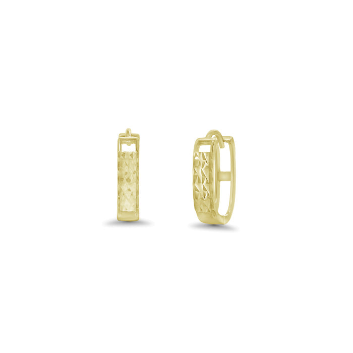 925 Sterling Silver Diamond Cut Hollow Back Hoop Earrings - TGE00012