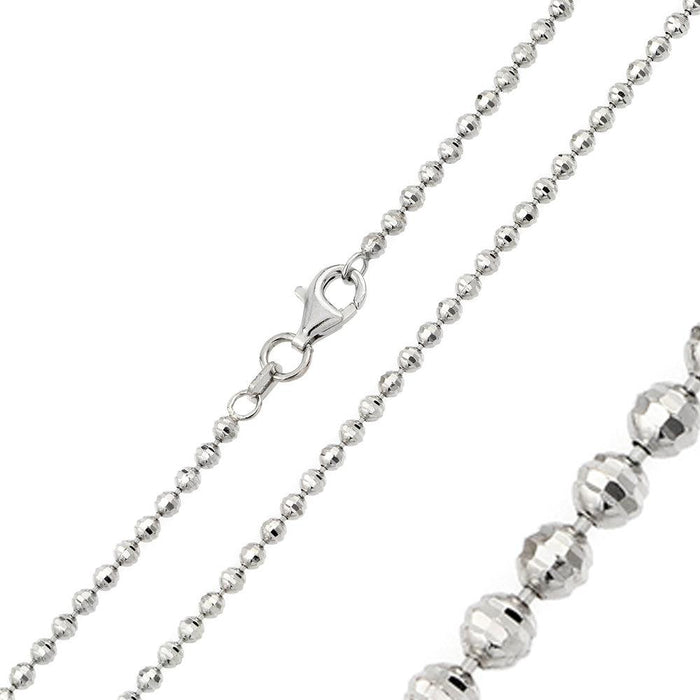 Rhodium Plated Horizontal Diamond Cut Bead 025 Chain 2.5mm - CH106 RH | Silver Palace Inc.  #plating_rhodium