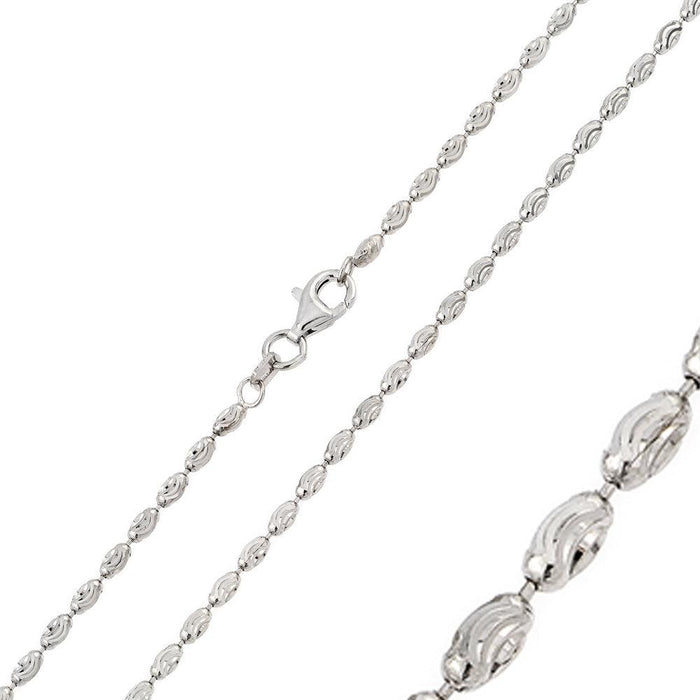 Rhodium Plated Oval Curved DC Bead 002 Chains - CH111 RH | Silver Palace Inc. #plating_rhodium
