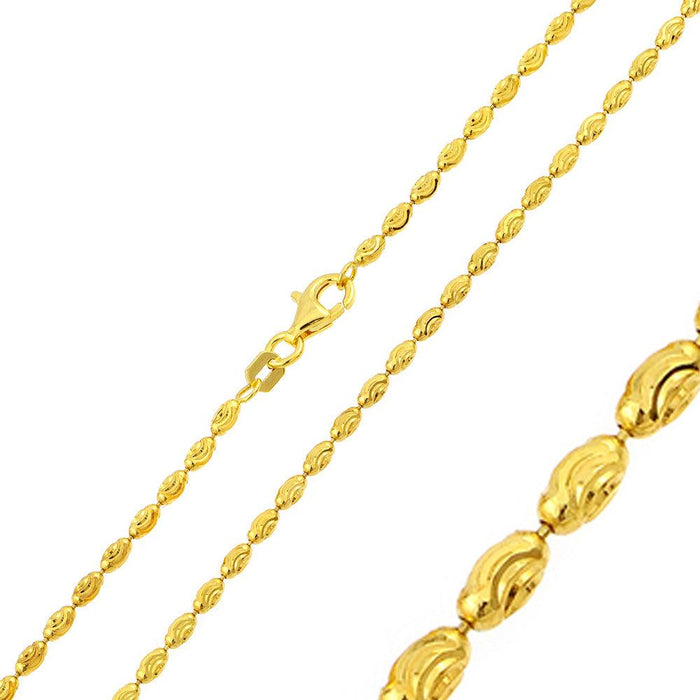 Silver 925 Gold Plated Oval Curved DC Bead Chains - CH324 GP | Silver Palace Inc. #plating_gold