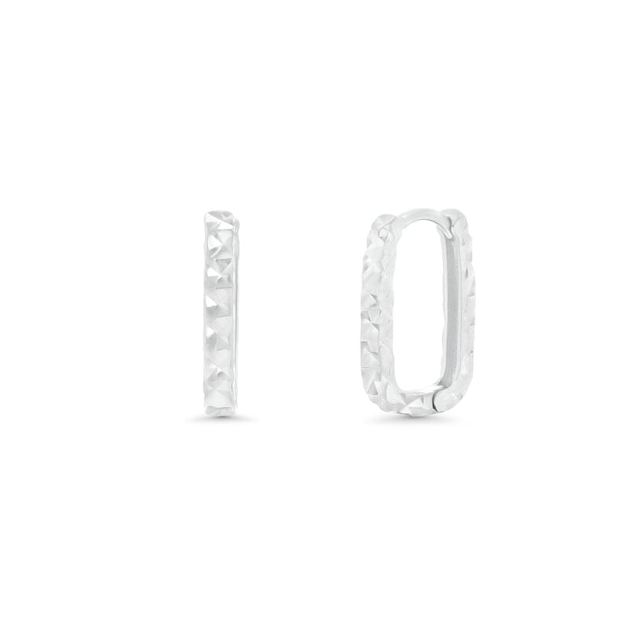 925 Sterling Silver Diamond Cut Oval Hoop Earrings - TGE00014