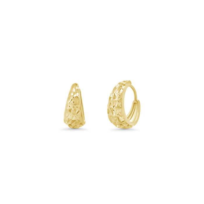925 Sterling Silver Diamond Cut Puffed 13.8mm Hoop Earrings - TGE00015
