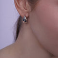 925 Sterling Silver Diamond Cut Puffed 15.5mm Hoop Earring - TGE00018
