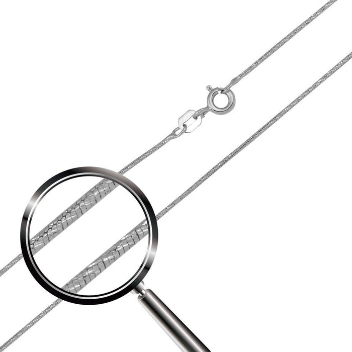 Silver 925 Rhodium Plated Round Snake Slash DC 0.90mm Chain - CH412 RH | Silver Palace Inc. #plating_rhodium