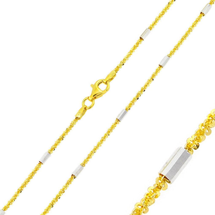 Silver 925 Gold Plated Diamond Cut  Multi Tube Roc Chain 2mm - CH348 GP | Silver Palace Inc. #plating_gold