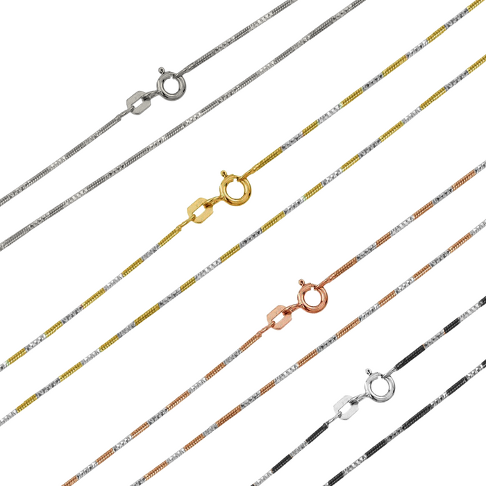 925 Sterling Silver Diamond Cut Twisted Alternated Snake Chain