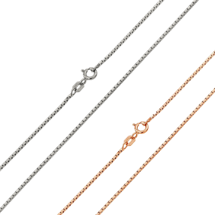 925 Sterling Silver Diamond V Cut Box Chain