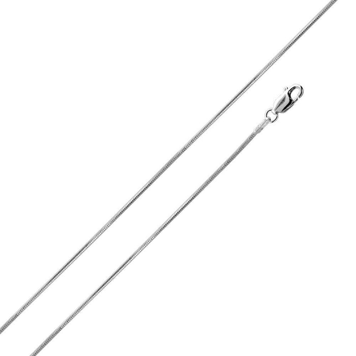 Silver 925 Rhodium Plated 8 Sided Snake 025 Chain 1mm - CH131 RH | Silver Palace Inc. #plating_rhodium
