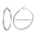 Silver 925 Rhodium Plated Electroforming Flat 4mm Hoop Earrings - ARE00022RH | Silver Palace Inc. #plating_high polished #plating_rhodium