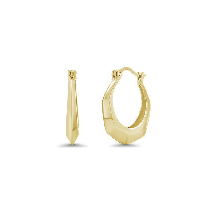 925 Sterling Silver Faceted 20mm Latch Back Hoop Earring - TGE00010