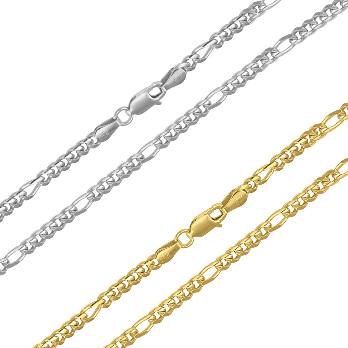 925 Sterling Silver Figaro Cuban Chain