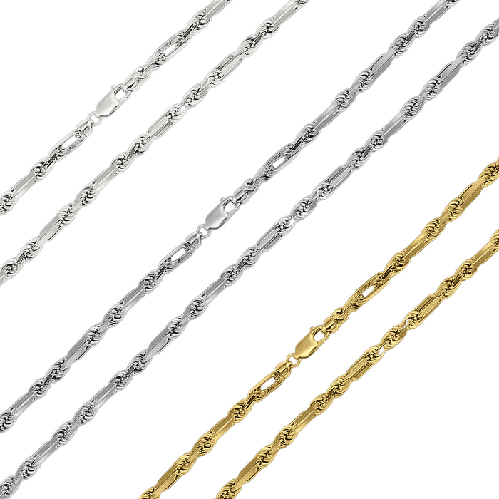 925 Sterling Silver Figarope Milano Chain or Bracelet
