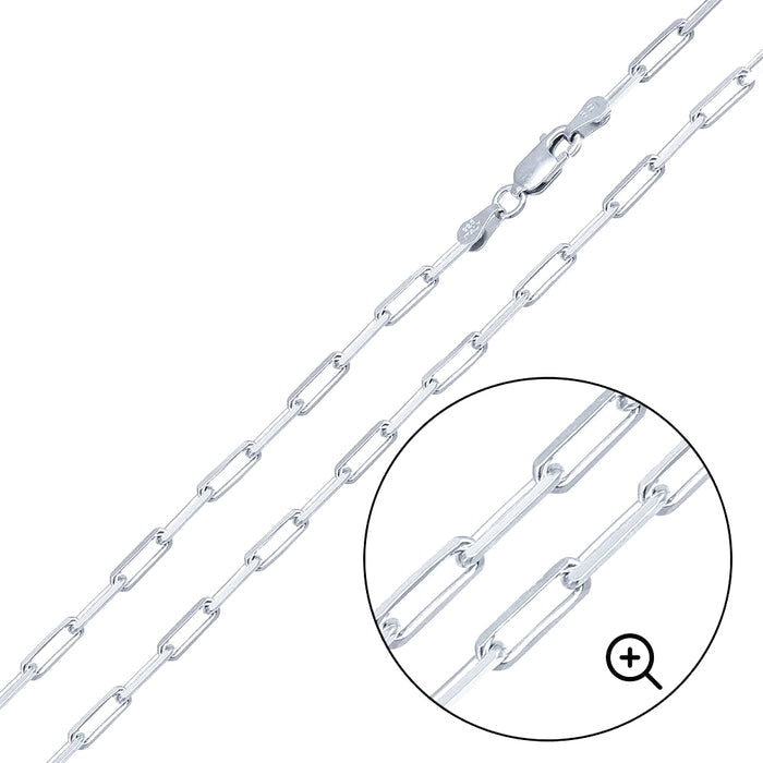 925 Sterling Silver Flat Edge Paperclip Chain or Bracelet