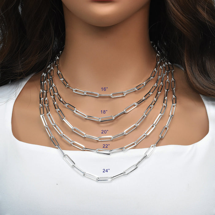925 Sterling Silver Flat Edge Paperclip Chain or Bracelet