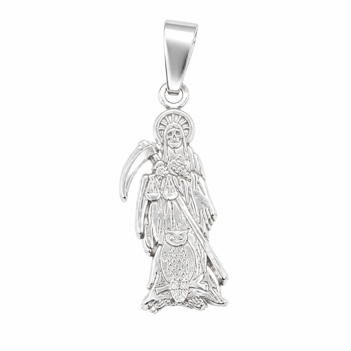 925 Sterling Silver Flat Santa Muerte Charm- CHARM00116