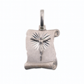 925 Sterling Silver High Polished Crucifix Scroll 14.3mm x 17.8mm Pendant - SPP00073