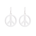 925 Sterling Silver High Polished Large Peace Sign Earrings - SPE00015