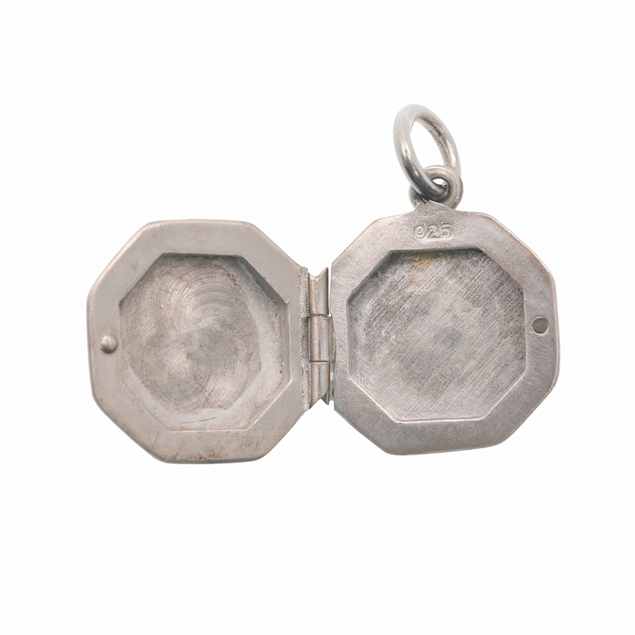 925 Sterling Silver High Polished Octagon Filigree Locket Pendant - SPP00066