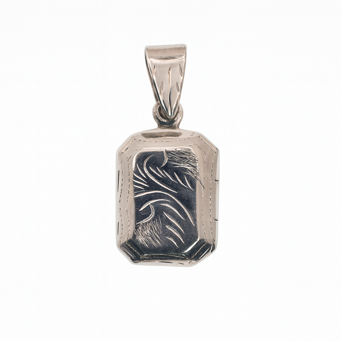 925 Sterling Silver High Polished Rectangle Filigree Locket Pendant- SPP00065