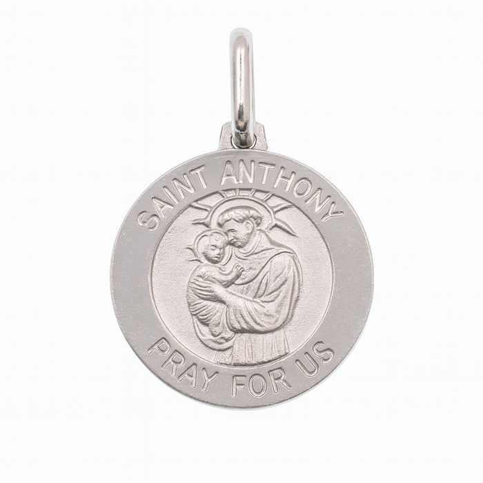 925 Sterling Silver High Polished Sandblasted Saint Anthony Pendant - SPP00071