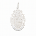 925 Sterling Silver High Polished Sandblasted Saint Christopher CZ Pendant - SPP00067