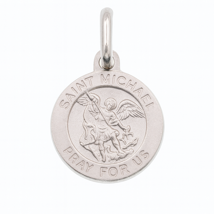 925 Sterling Silver High Polished Sandblasted Saint Michael 12.4mm Pendant - SPP00070