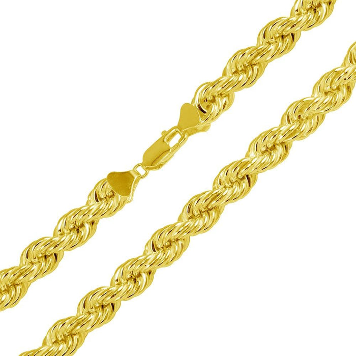 Silver 925 Gold Plated Hollow Rope Chains 9.3mm - CHHW114 GP | Silver Palace Inc. #plating_gold
