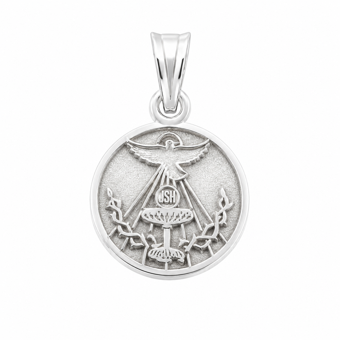 925 Sterling Silver Holy Spirit Medallion Charm- CHARM00122