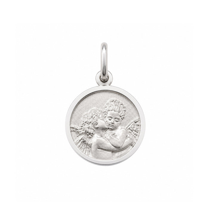 925 Sterling Silver Kissing Angels Medallion Charm- CHARM00121