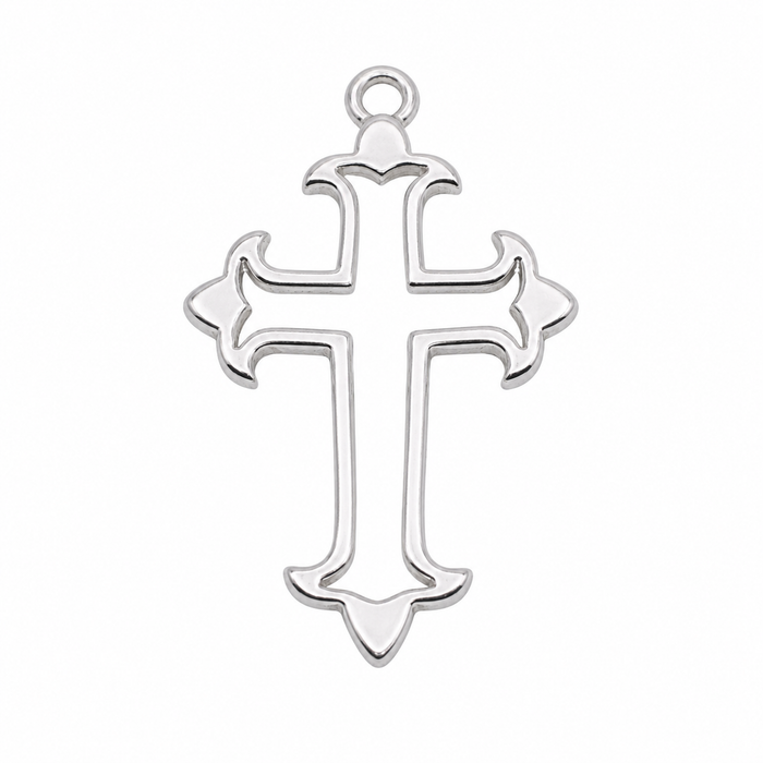 925 Sterling Silver Large Open Cross Charm- CHARM00184