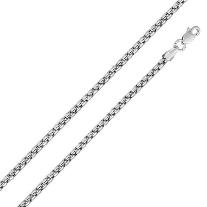 Silver 925 Rhodium Plated Round Box Chain 3.2mm - CH219D RH | Silver Palace Inc. #plating_rhodium