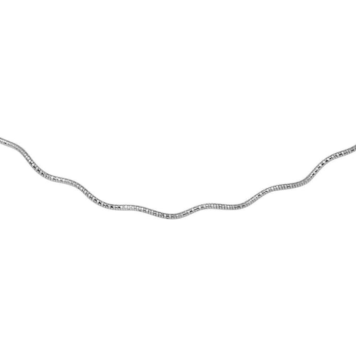 Silver 925 1 Layer Wave Omega Spring Chain Rhodium Plated 1.3mm - CH922 RH | Silver Palace Inc. #plating_rhodium