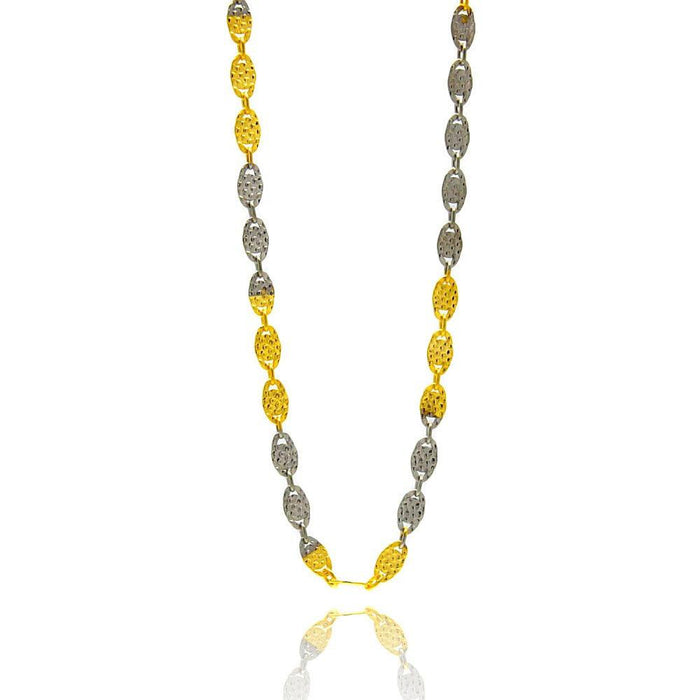 Silver 925 Multi Plated Diamond Cut Confetti Chain 3mm - CH368 2T | Silver Palace Inc. #plating_two-tone