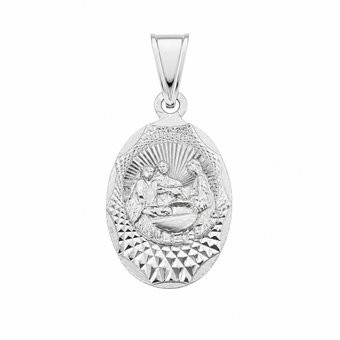 925 Sterling Silver Oval DC Baptism Charm Pendant- CHARM00141