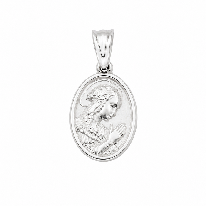 925 Sterling Silver Oval Madonna Charm Pendant- CHARM00139