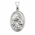 925 Sterling Silver Oval Madonna with Child Charm Pendant- CHARM00140