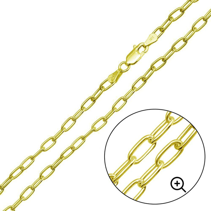 Silver 925 Gold Plated Oval Paperclip Link Chain 3.1mm - CH484 GP | Silver Palace Inc. #plating_gold