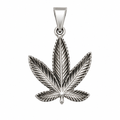 925 Sterling Silver Oxidized Marijuana Weed Leaf Pendant- CHARM00206