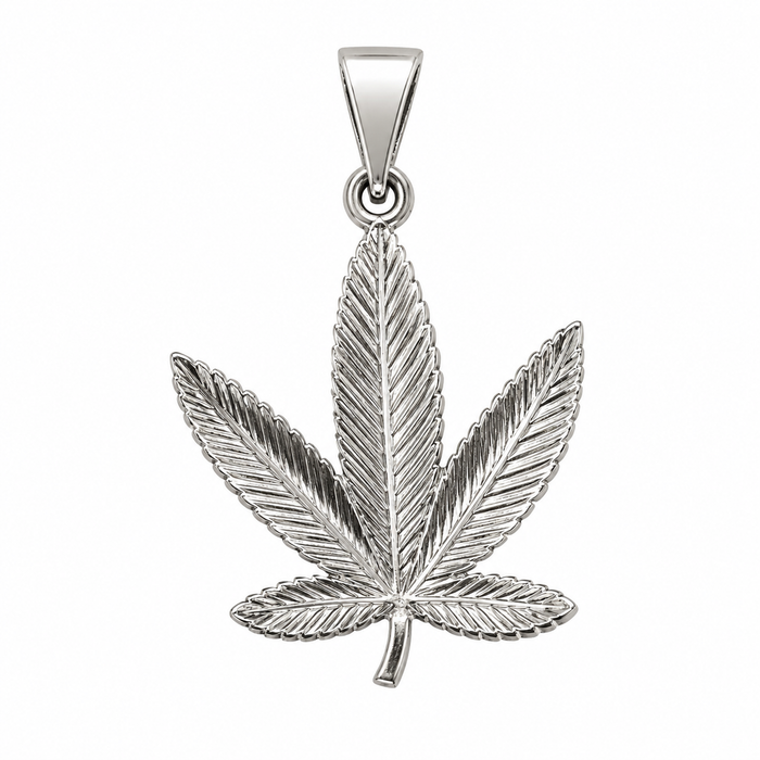925 Sterling Silver Oxidized Marijuana Weed Leaf Pendant- CHARM00206