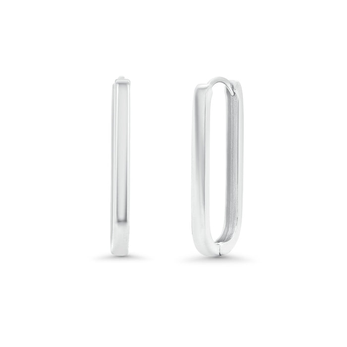925 Sterling Silver Paperclip Hoop Earrings - TGE00011