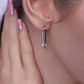 925 Sterling Silver Paperclip Hoop Earrings - TGE00011
