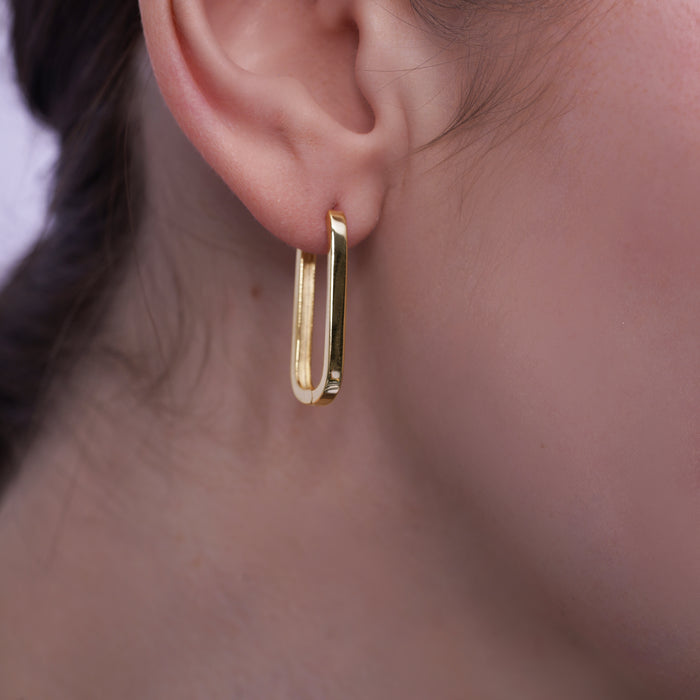 925 Sterling Silver Paperclip Hoop Earrings - TGE00011