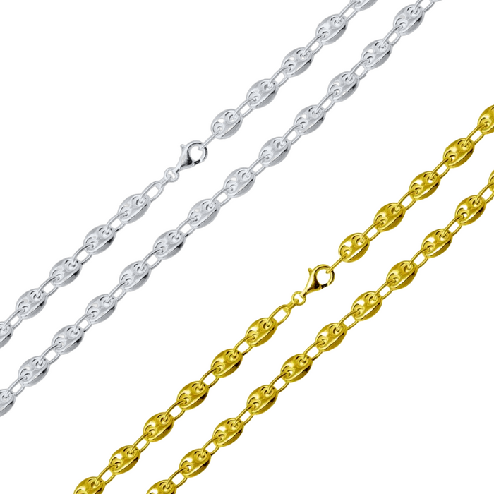 925 Sterling Silver Puffed Marina Chain or Bracelet
