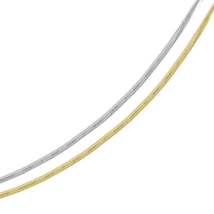 Silver 925 Multi Plated Reversible Flat Omega Chain 2mm - CH906 2T | Silver Palace Inc.