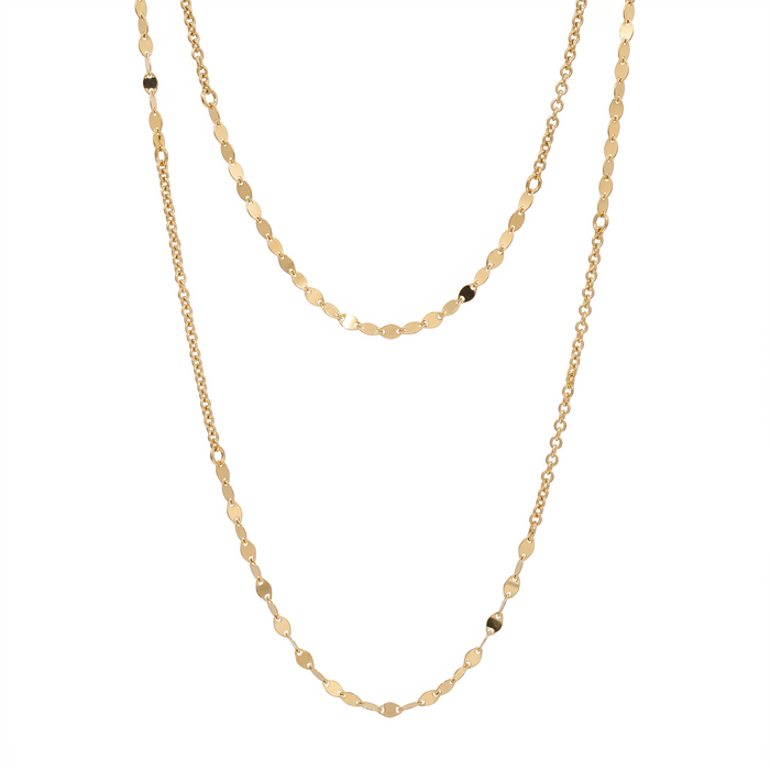 925 Sterling Silver Rolo and Vale Link Layered Necklace - ARN00050