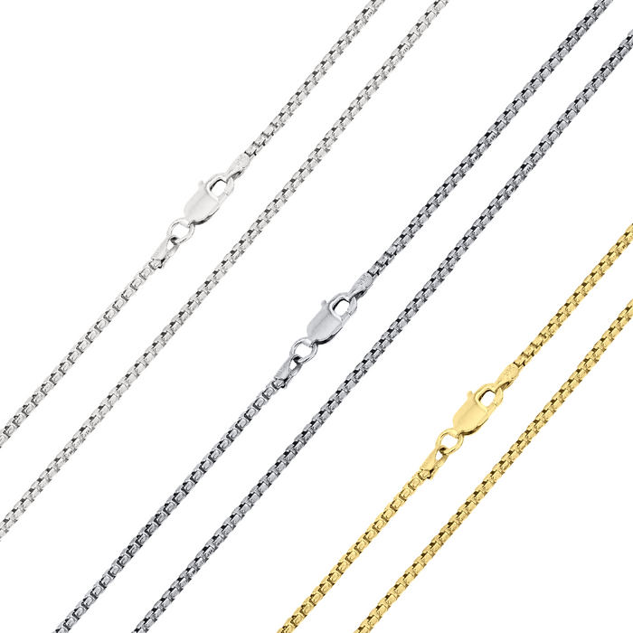 925 Sterling Silver Round Box Chain