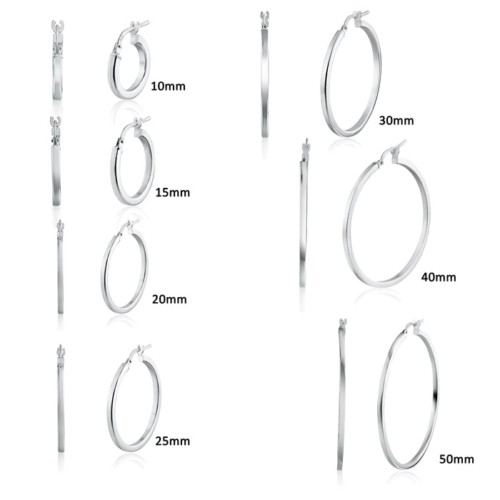 Rhodium Plated 925 Sterling Silver Silver 2mm Hoop Earrings - ARE00026RH | Silver Palace Inc. #plating_rhodium