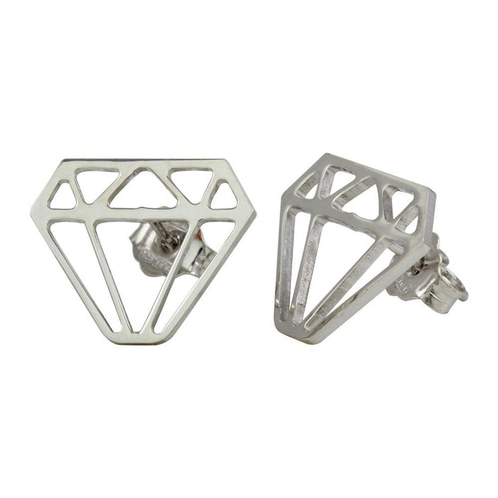 Silver 925 Rhodium Plated Diamond Earrings - ARE00009RH | Silver Palace Inc. #plating_rhodium